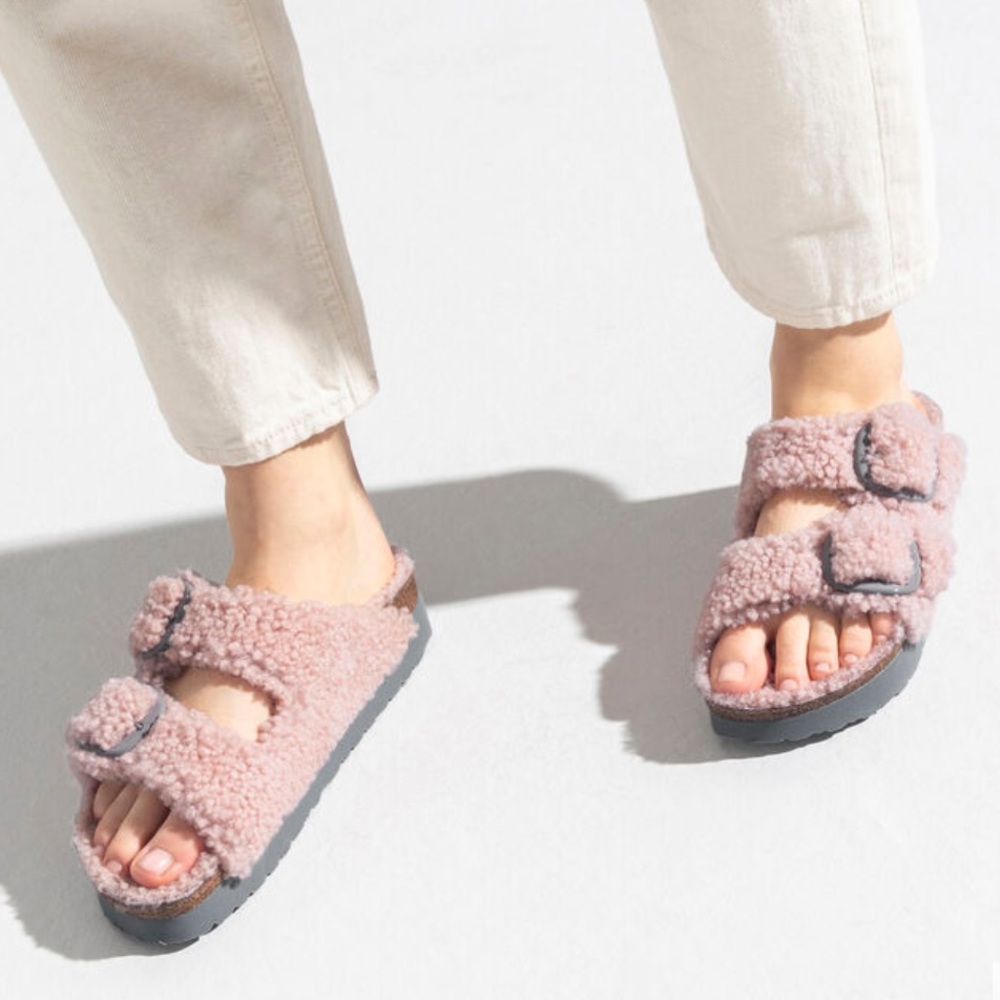 Birkenstock Pink Fuzzy Sandals